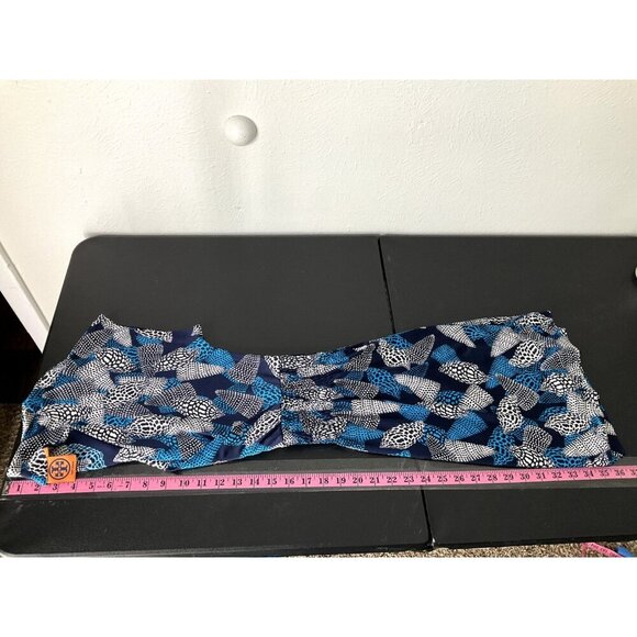 Tory Burch Dress Women XS Silk Blue‎ Seashell Polka Dot Short Sleeve V-Neck - Picture 12 of 13